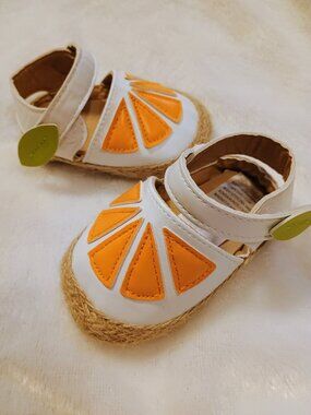 Baby Girls Faux Leather White Sandals Espadrilles Crib Shoes 9-18 months Size 3